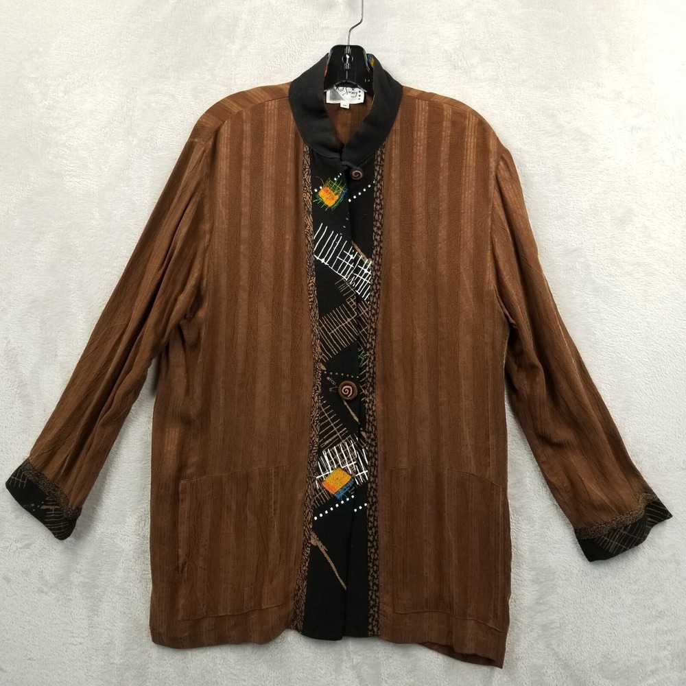 Vintage K. D. Spring Jacket Women Medium Brown Art to Wear Relaxed Lagenlook